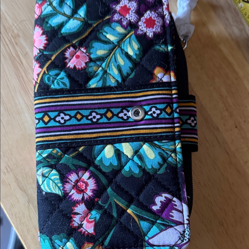 Vera Bradley Black With Flower Print Phone Wallet